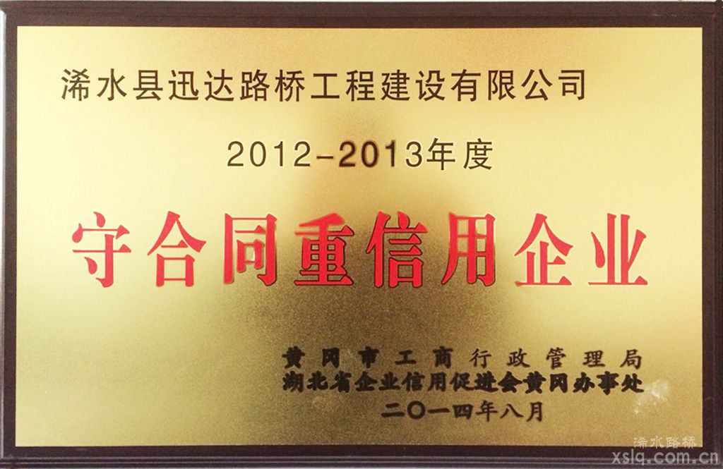 2012－2013年度市級守合同重信用企業(yè)